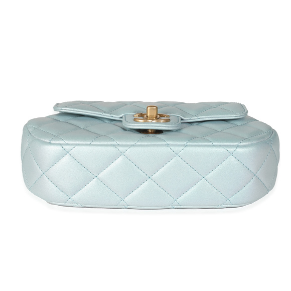 Chanel 24C Light Blue Iridescent Quilted Lambskin Small Top Handle Bag - Picture 5 of 8